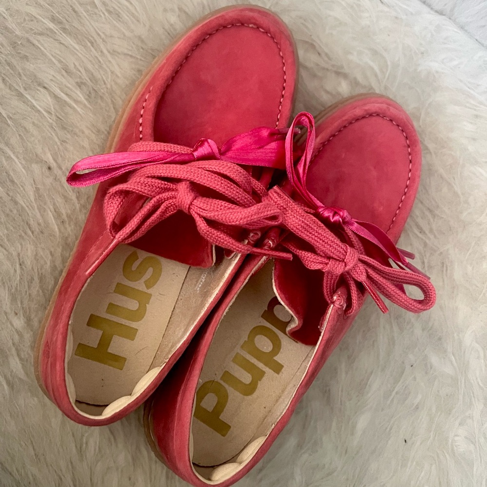 Hush Puppies Hot Pink Suede Platform Shoes